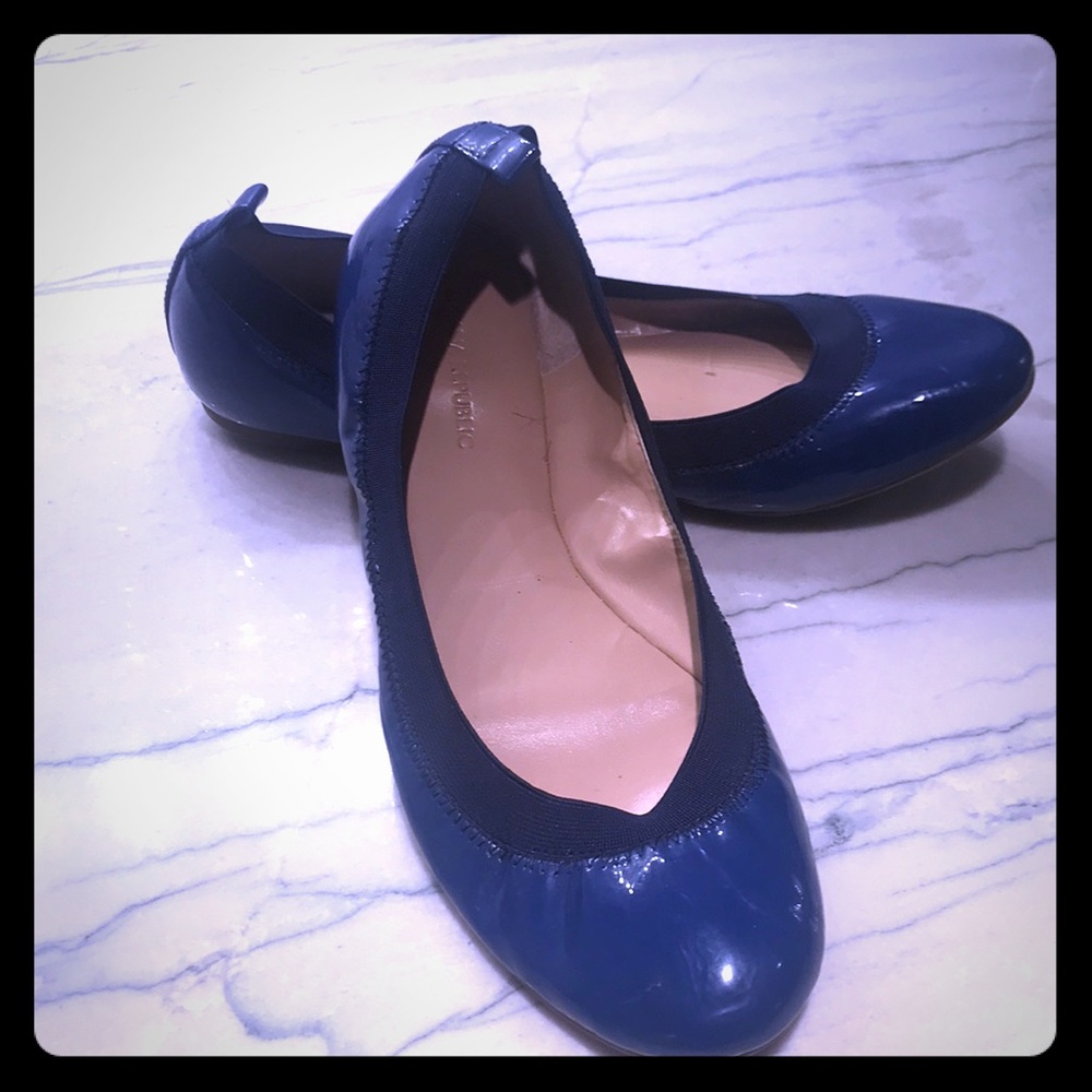 Navy Blue Patent Leather Ballet Flats